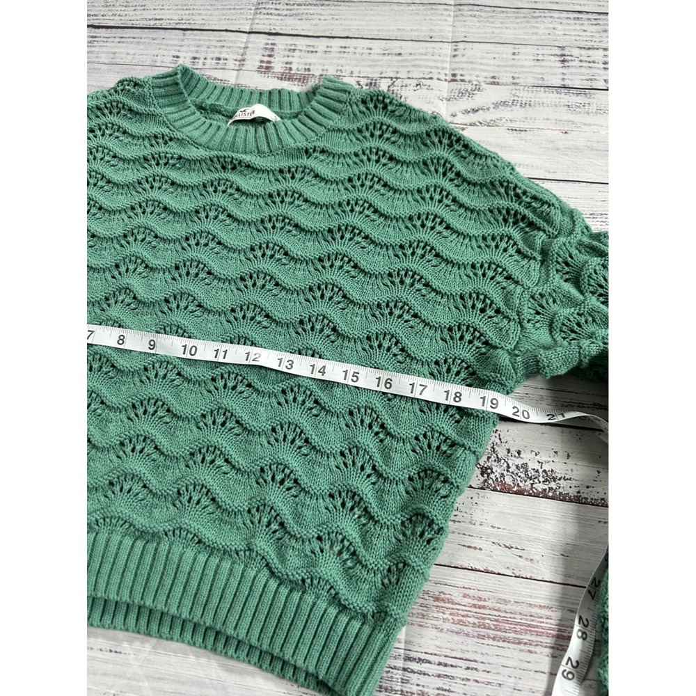 Hollister California‎ Green Crochet Knit Pullover Sweater Women's Small - Picture 5 of 5
